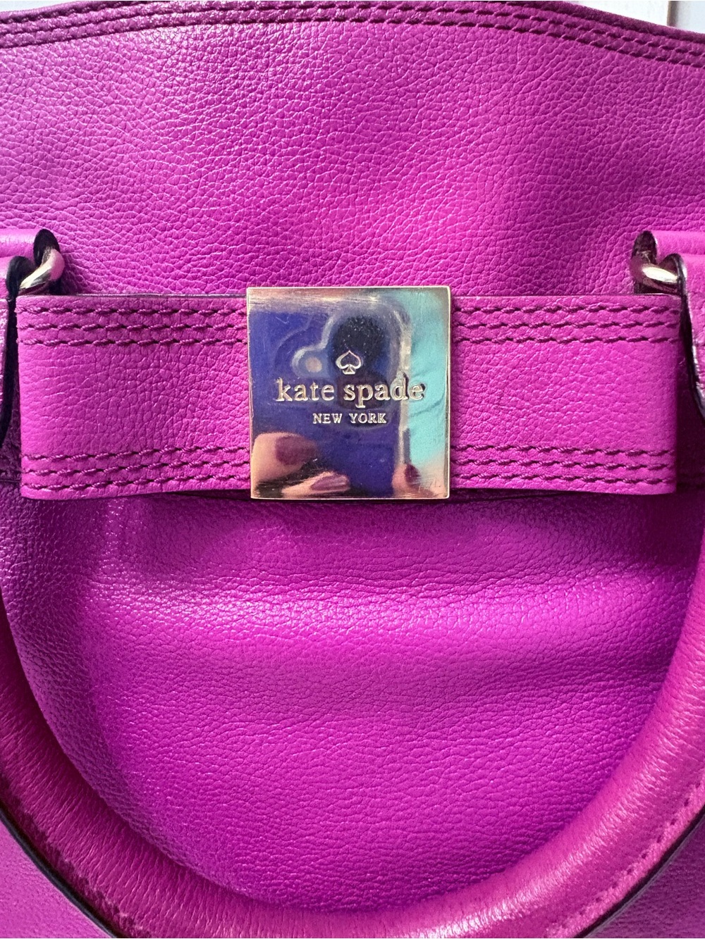 KATE SPADE ♠️ Vibrant Magenta Leather Satchel: see callouts - Picture 5 of 14